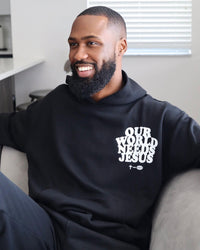 Blusa de Moletom Cristã Unissex Our World Needs Jesus
